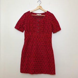 Boden Westbourne Corduroy Kleid Pink Red Needlecord Short Sleeve Dress, Size 6P
